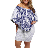 Personalised Tonga Queen Salote College Family Matching Off Shoulder Short Dress and Hawaiian Shirt Centenary White Version LT05 Mom's Dress White - Polynesian Pride