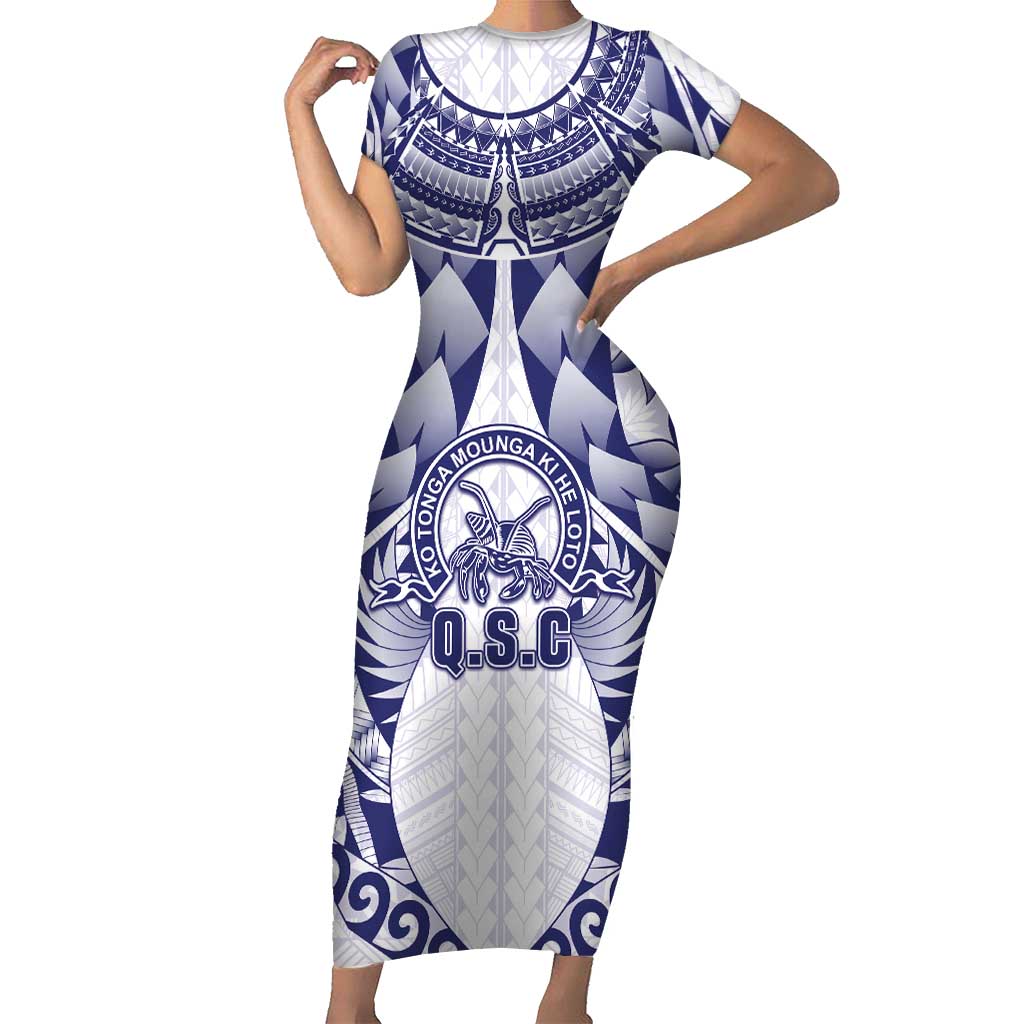 Personalised Tonga Queen Salote College Family Matching Short Sleeve Bodycon Dress and Hawaiian Shirt Centenary White Version LT05 Mom's Dress White - Polynesian Pride