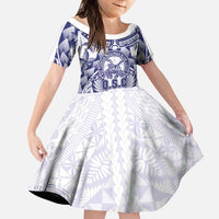 Personalised Tonga Queen Salote College Family Matching Summer Maxi Dress and Hawaiian Shirt Centenary White Version LT05 Daughter's Dress White - Polynesian Pride
