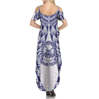Personalised Tonga Queen Salote College Family Matching Summer Maxi Dress and Hawaiian Shirt Centenary White Version LT05 - Polynesian Pride