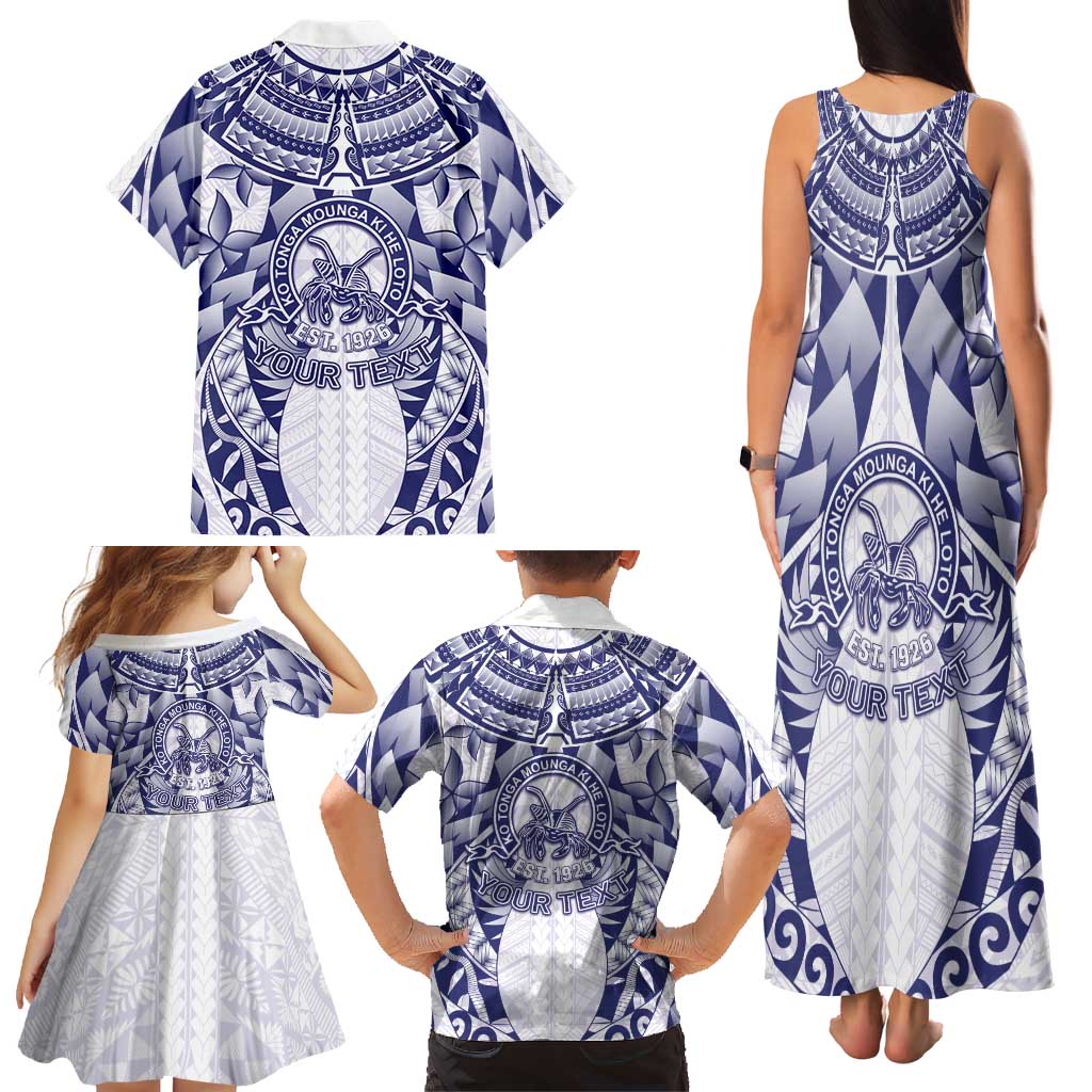 Personalised Tonga Queen Salote College Family Matching Tank Maxi Dress and Hawaiian Shirt Centenary White Version LT05 - Polynesian Pride