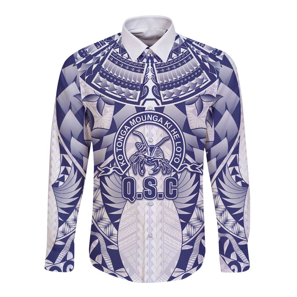 Personalised Tonga Queen Salote College Long Sleeve Button Shirt Centenary White Version