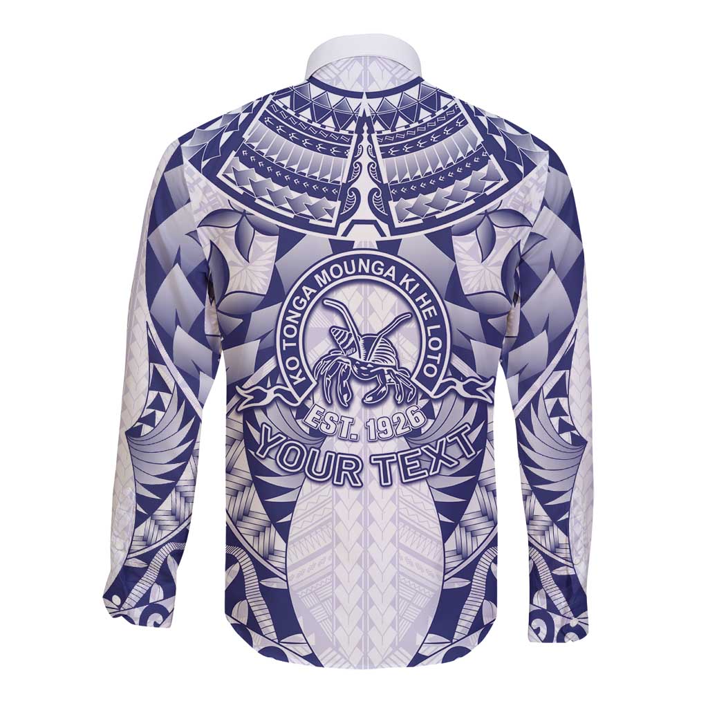 Personalised Tonga Queen Salote College Long Sleeve Button Shirt Centenary White Version