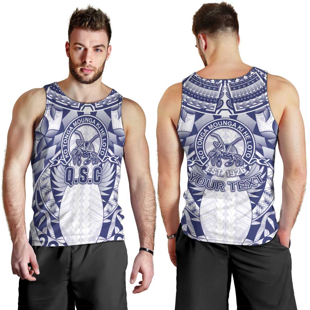 Personalised Tonga Queen Salote College Men Tank Top Centenary White Version LT05 - Polynesian Pride