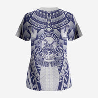 Personalised Tonga Queen Salote College Scrub Top Centenary White Version