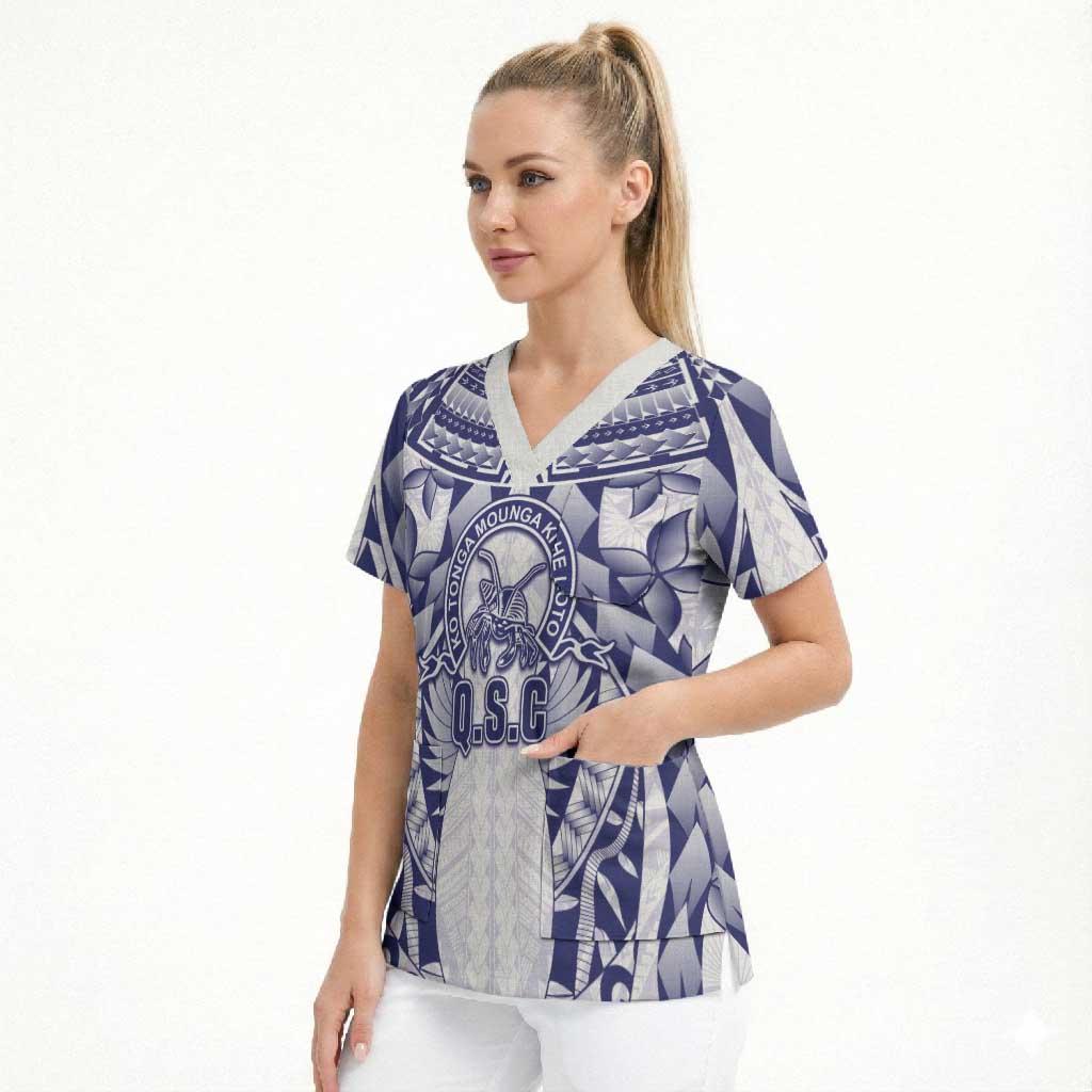 Personalised Tonga Queen Salote College Scrub Top Centenary White Version