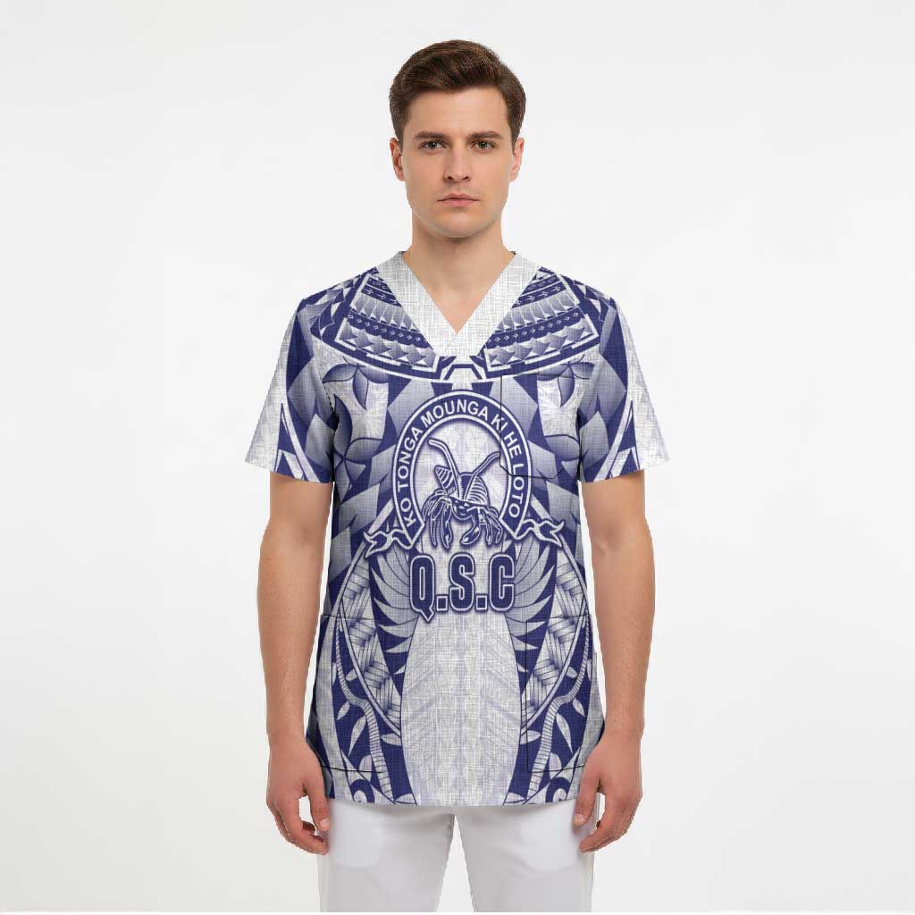 Personalised Tonga Queen Salote College Scrub Top Centenary White Version