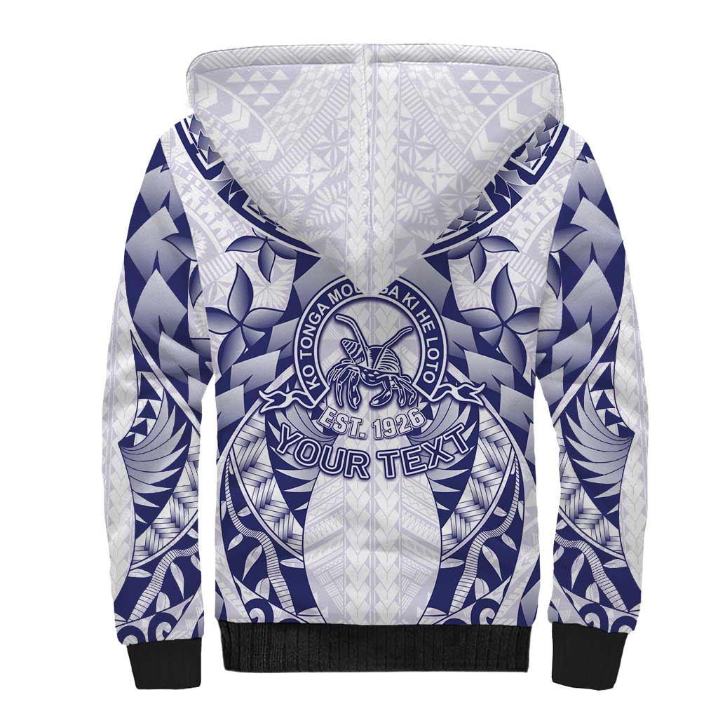 Personalised Tonga Queen Salote College Sherpa Hoodie Centenary White Version