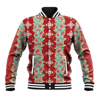 Hawaii Ohia Lehua Baseball Jacket Tropical Vibes Crimson