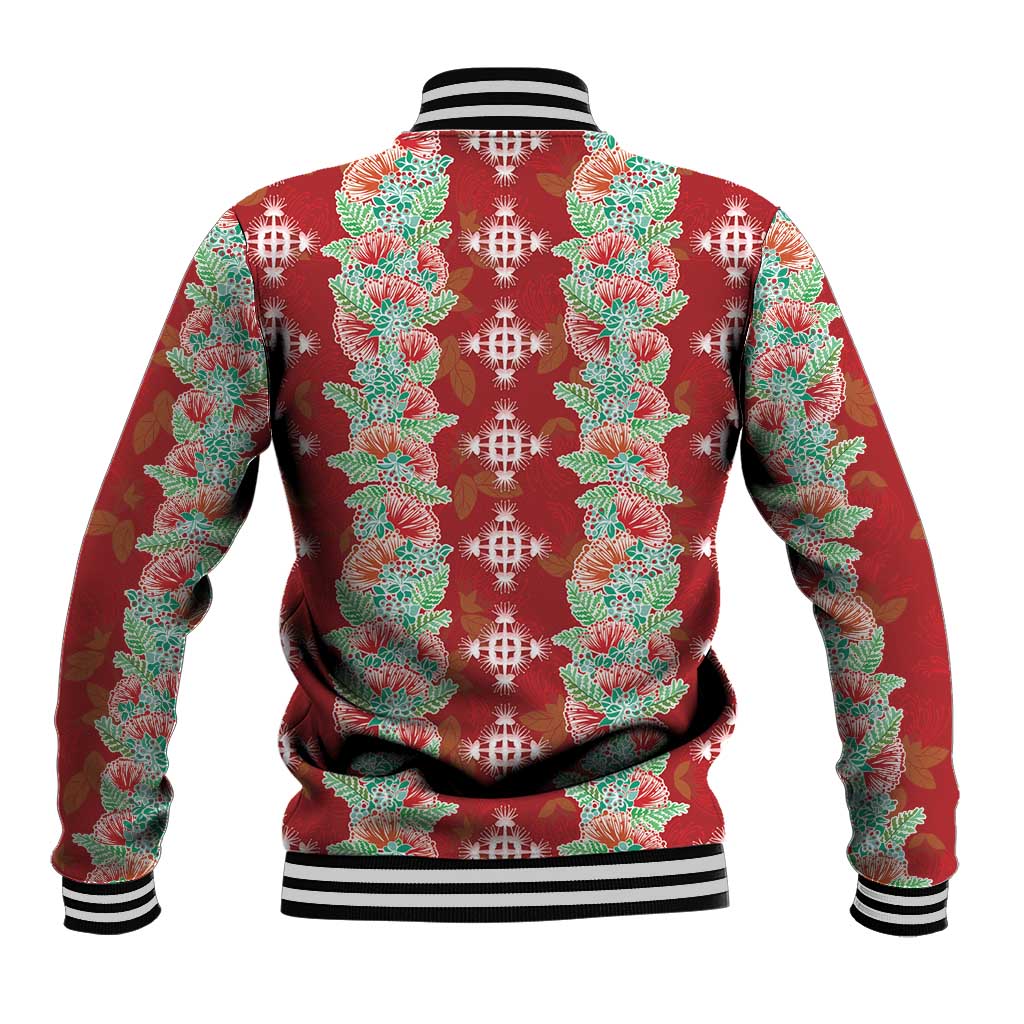 Hawaii Ohia Lehua Baseball Jacket Tropical Vibes Crimson