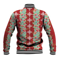 Hawaii Ohia Lehua Baseball Jacket Tropical Vibes Crimson