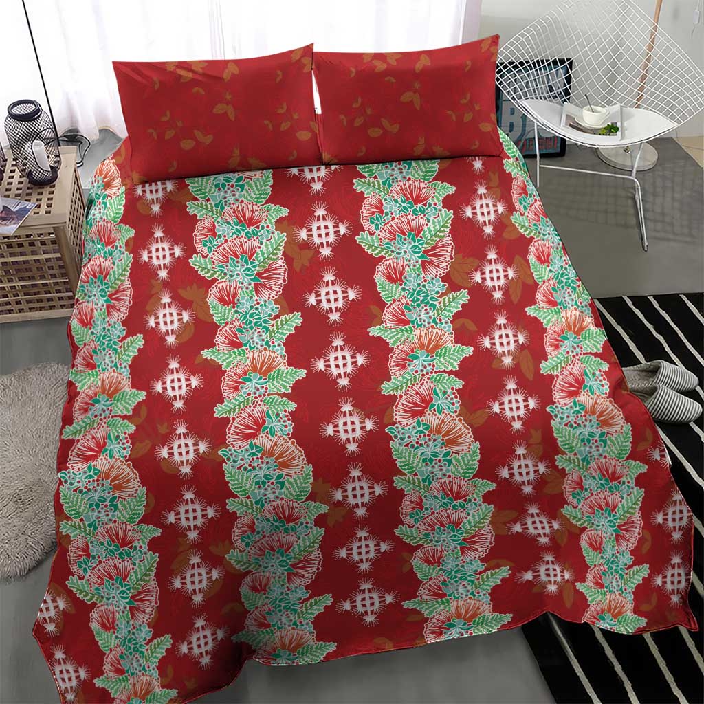 Hawaii Ohia Lehua Bedding Set Tropical Vibes Crimson LT05 - Polynesian Pride