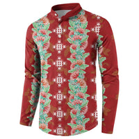 Hawaii Ohia Lehua Button Sweatshirt Tropical Vibes Crimson