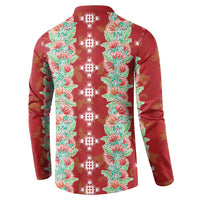 Hawaii Ohia Lehua Button Sweatshirt Tropical Vibes Crimson