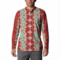 Hawaii Ohia Lehua Button Sweatshirt Tropical Vibes Crimson