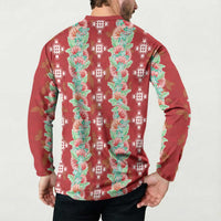 Hawaii Ohia Lehua Button Sweatshirt Tropical Vibes Crimson