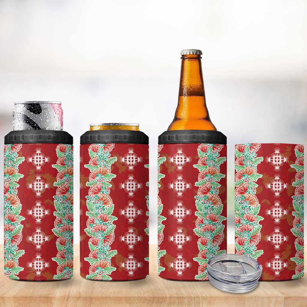 Hawaii Ohia Lehua 4 in 1 Can Cooler Tumbler Tropical Vibes Crimson