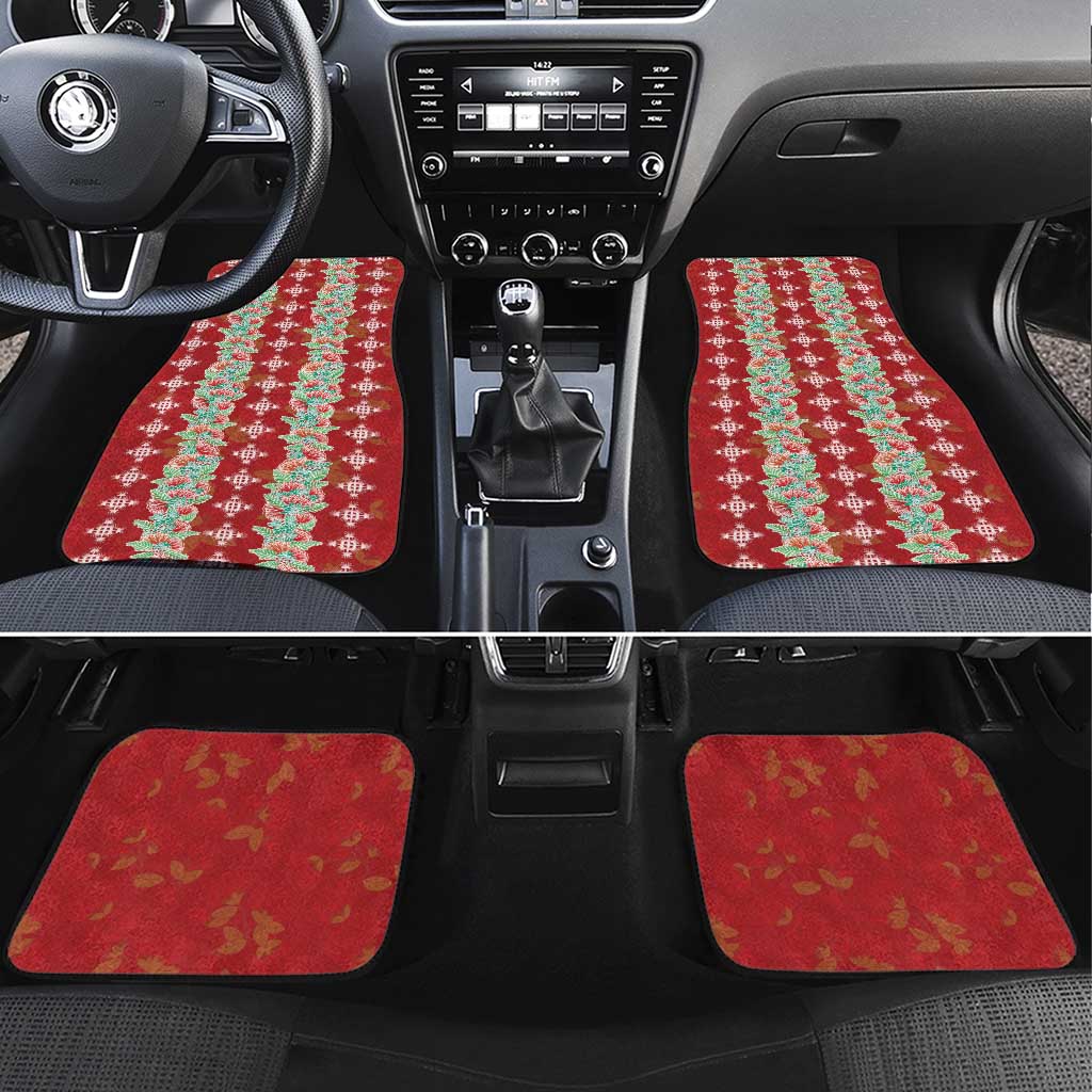 Hawaii Ohia Lehua Car Mats Tropical Vibes Crimson LT05 Set 4pcs Crimson - Polynesian Pride