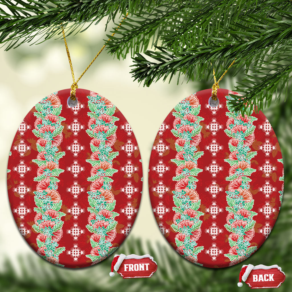 Hawaii Ohia Lehua Ceramic Ornament Tropical Vibes Crimson
