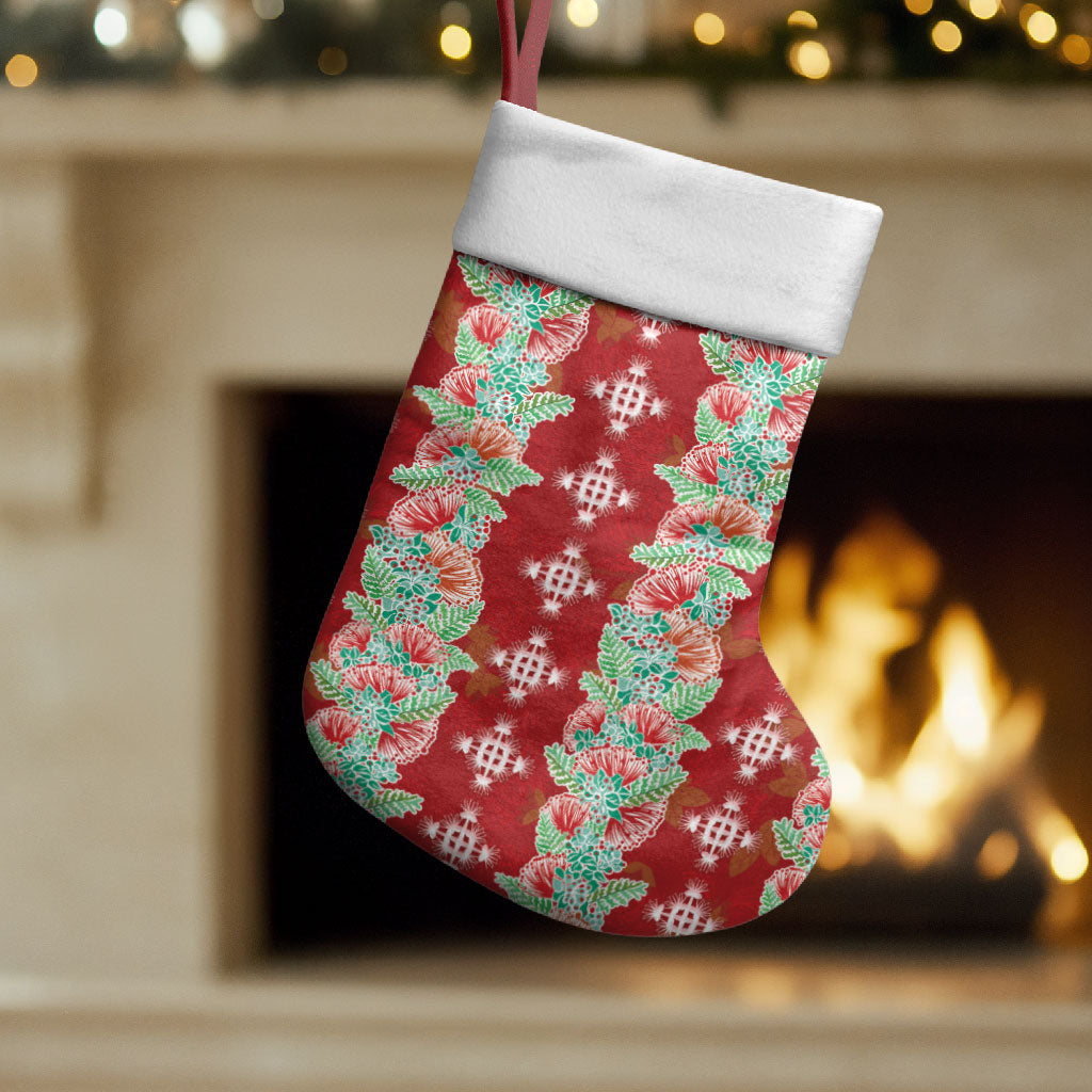 Hawaii Ohia Lehua Christmas Stocking Tropical Vibes Crimson