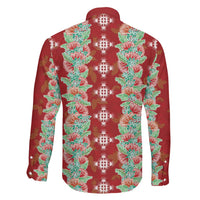 Hawaii Ohia Lehua Family Matching Mermaid Dress and Hawaiian Shirt Tropical Vibes Crimson LT05 - Polynesian Pride