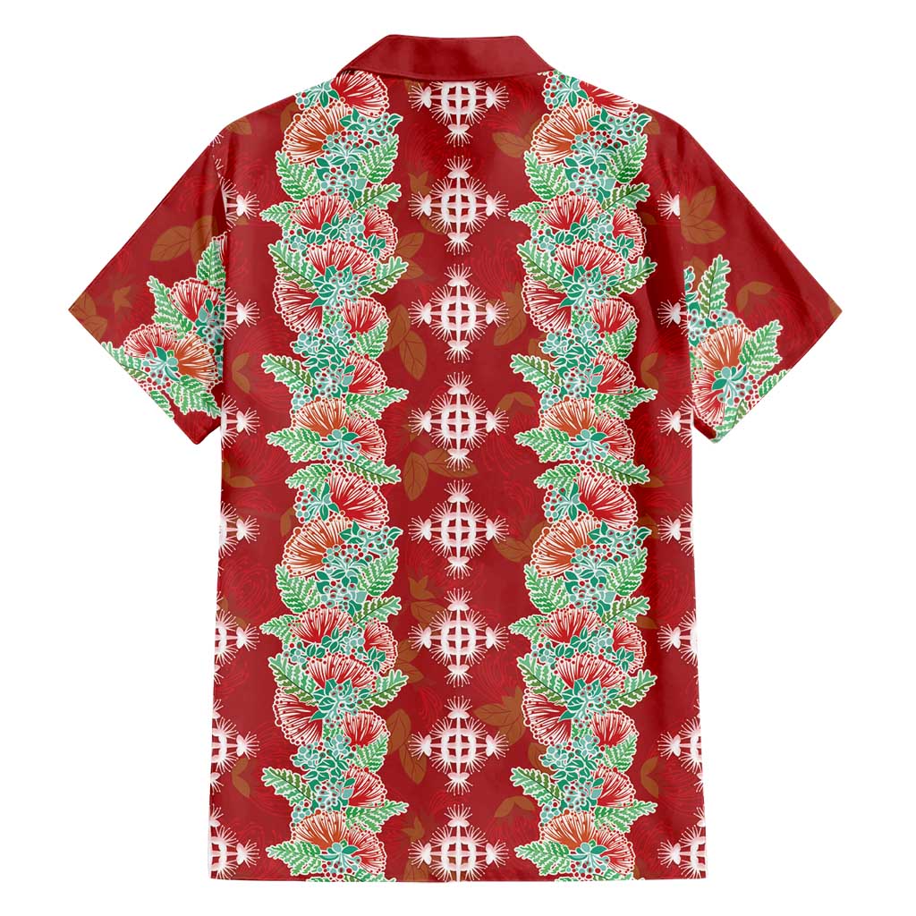 Hawaii Ohia Lehua Family Matching Off Shoulder Short Dress and Hawaiian Shirt Tropical Vibes Crimson