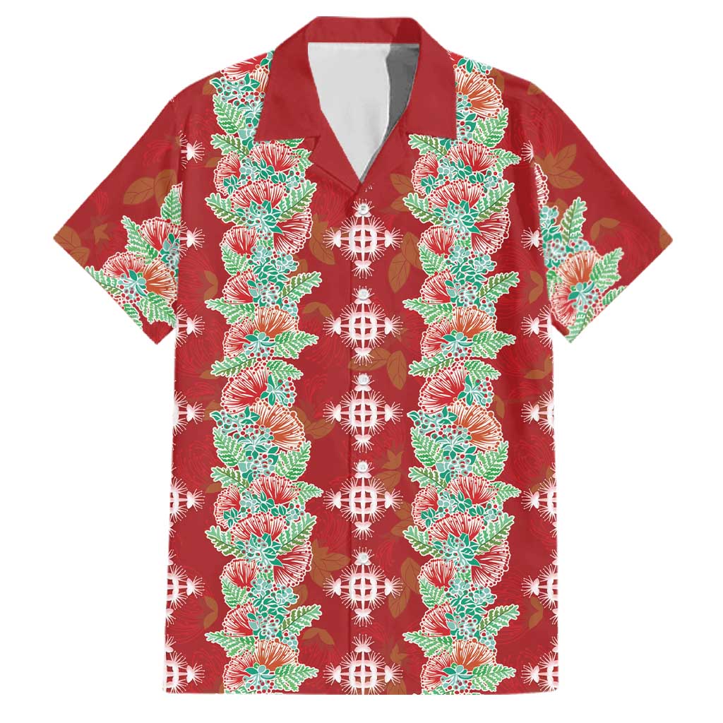 Hawaii Ohia Lehua Family Matching Tank Maxi Dress and Hawaiian Shirt Tropical Vibes Crimson LT05 Dad's Shirt - Short Sleeve Crimson - Polynesian Pride