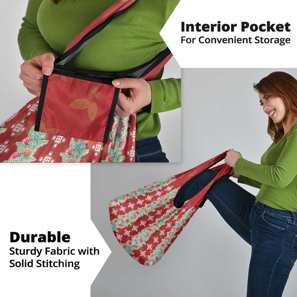 Hawaii Ohia Lehua Grocery Bag Tropical Vibes Crimson