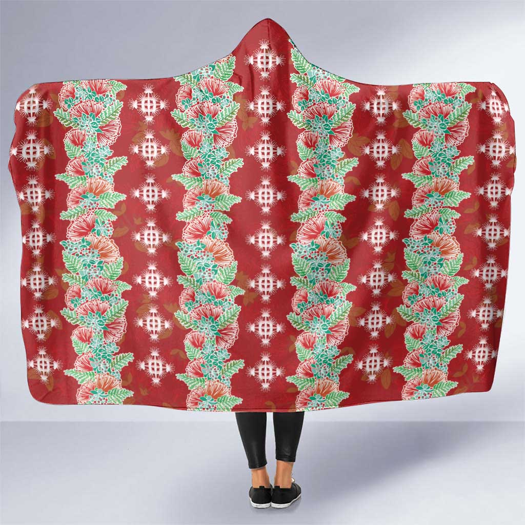 Hawaii Ohia Lehua Hooded Blanket Tropical Vibes Crimson