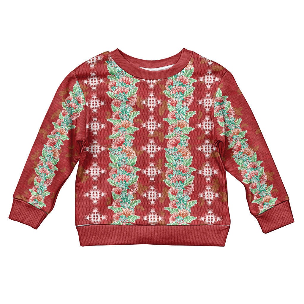 Hawaii Ohia Lehua Kid Ugly Christmas Sweater Tropical Vibes Crimson LT05 Kid Crimson - Polynesian Pride