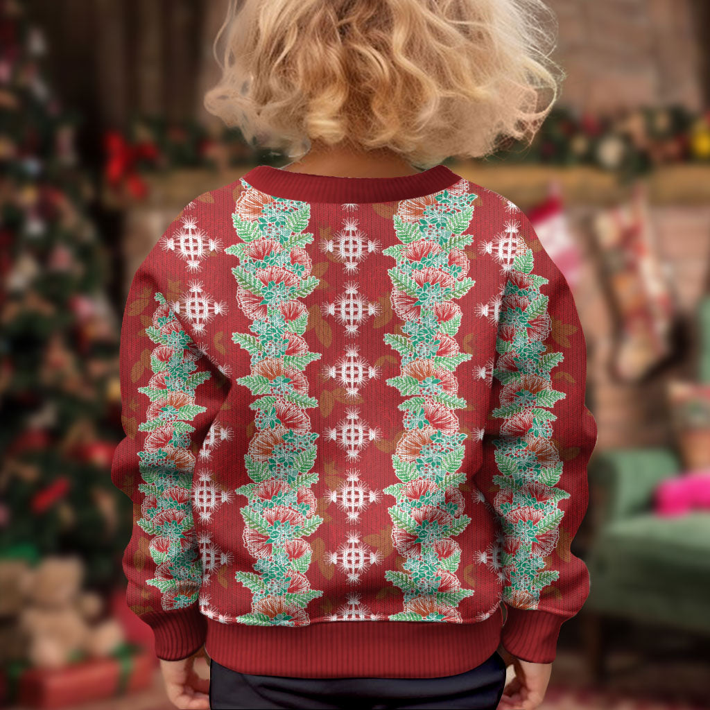 Hawaii Ohia Lehua Kid Ugly Christmas Sweater Tropical Vibes Crimson LT05 - Polynesian Pride