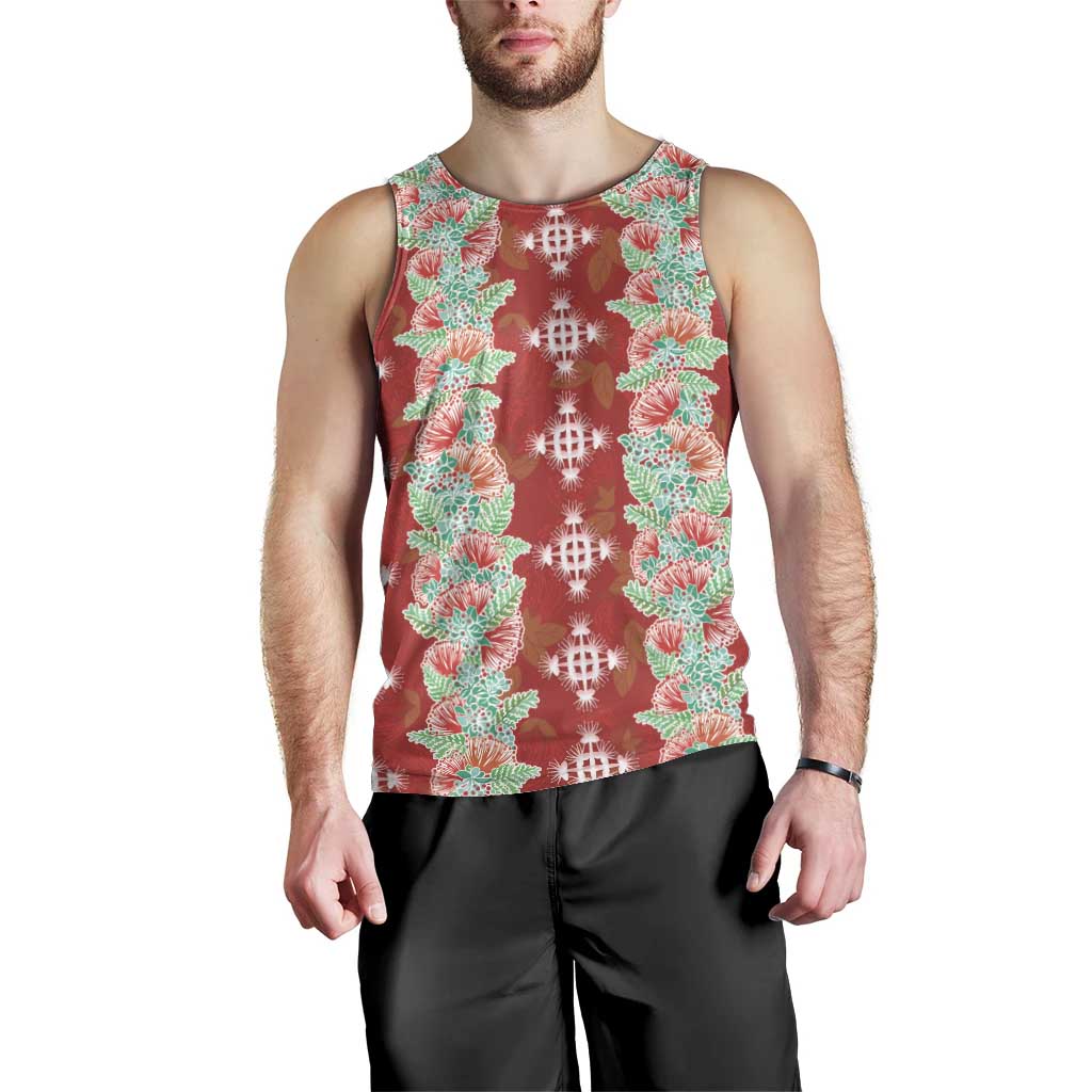 Hawaii Ohia Lehua Men Tank Top Tropical Vibes Crimson LT05 - Polynesian Pride