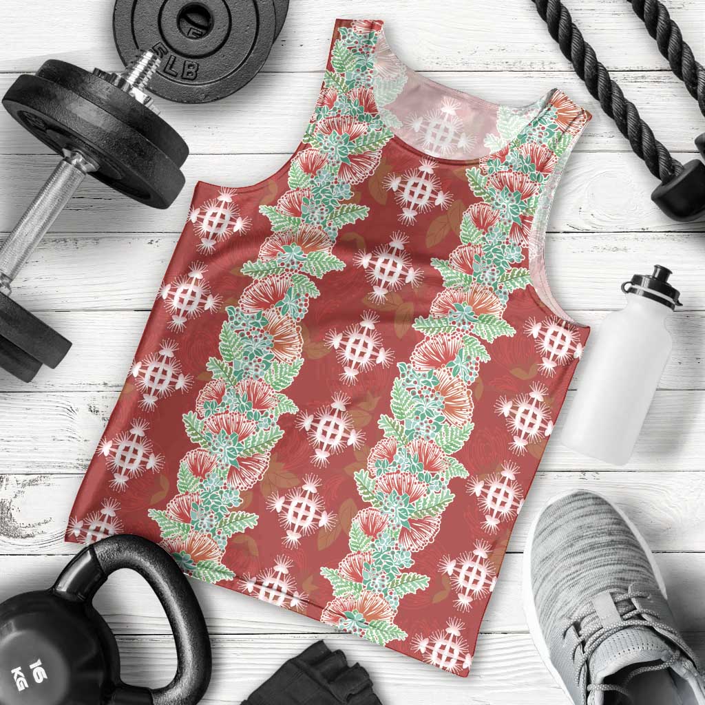 Hawaii Ohia Lehua Men Tank Top Tropical Vibes Crimson LT05 - Polynesian Pride