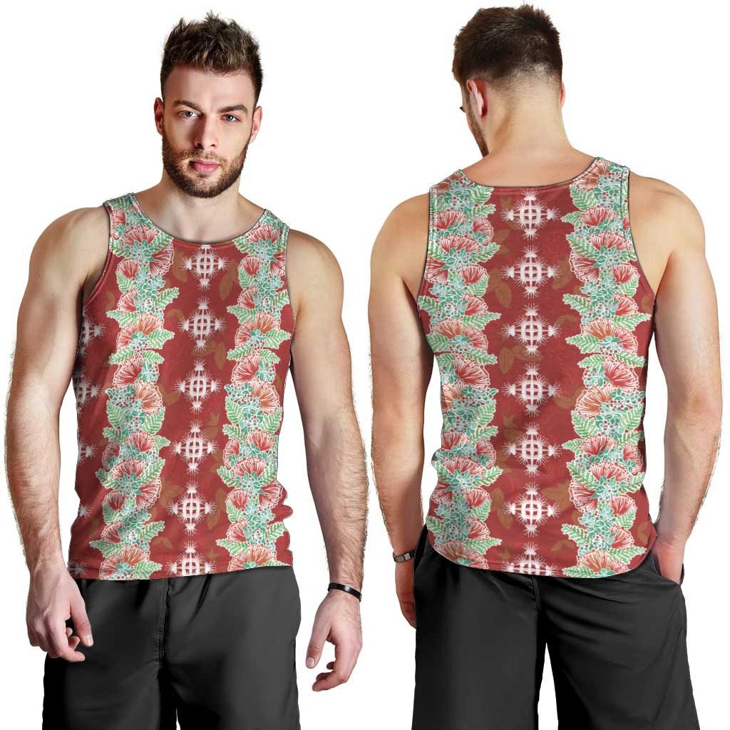 Hawaii Ohia Lehua Men Tank Top Tropical Vibes Crimson LT05 - Polynesian Pride