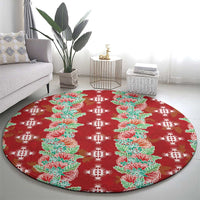 Hawaii Ohia Lehua Round Carpet Tropical Vibes Crimson LT05 - Polynesian Pride