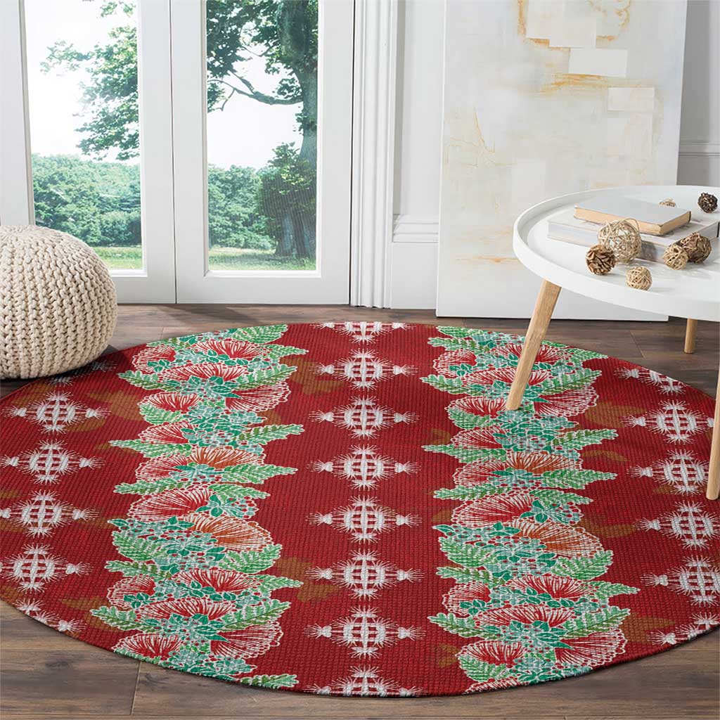 Hawaii Ohia Lehua Round Carpet Tropical Vibes Crimson LT05 - Polynesian Pride