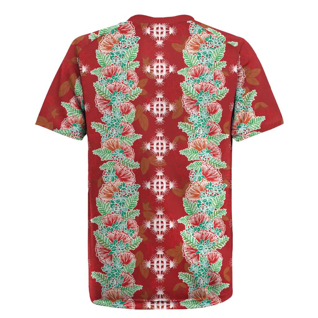 Hawaii Ohia Lehua Rugby Jersey Tropical Vibes Crimson