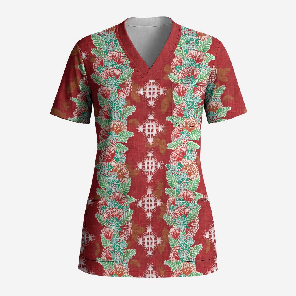 Hawaii Ohia Lehua Scrub Top Tropical Vibes Crimson LT05 Adult Crimson - Polynesian Pride