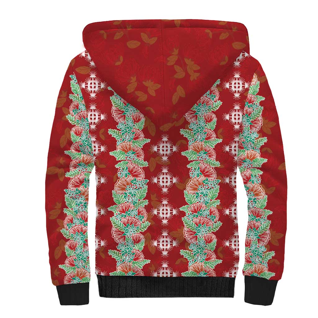 Hawaii Ohia Lehua Sherpa Hoodie Tropical Vibes Crimson LT05 - Polynesian Pride