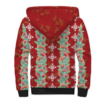 Hawaii Ohia Lehua Sherpa Hoodie Tropical Vibes Crimson LT05 - Polynesian Pride