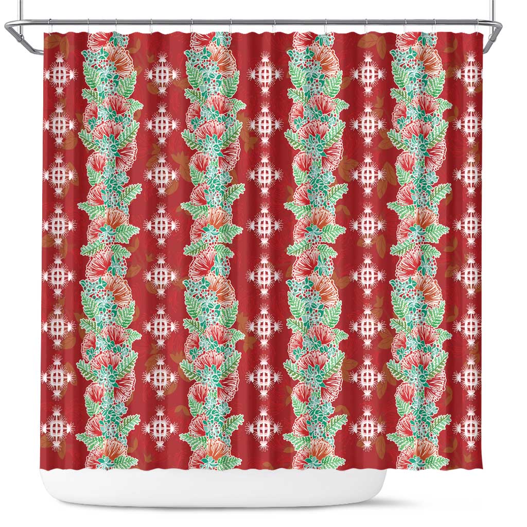 Hawaii Ohia Lehua Shower Curtain Tropical Vibes Crimson LT05 Crimson - Polynesian Pride