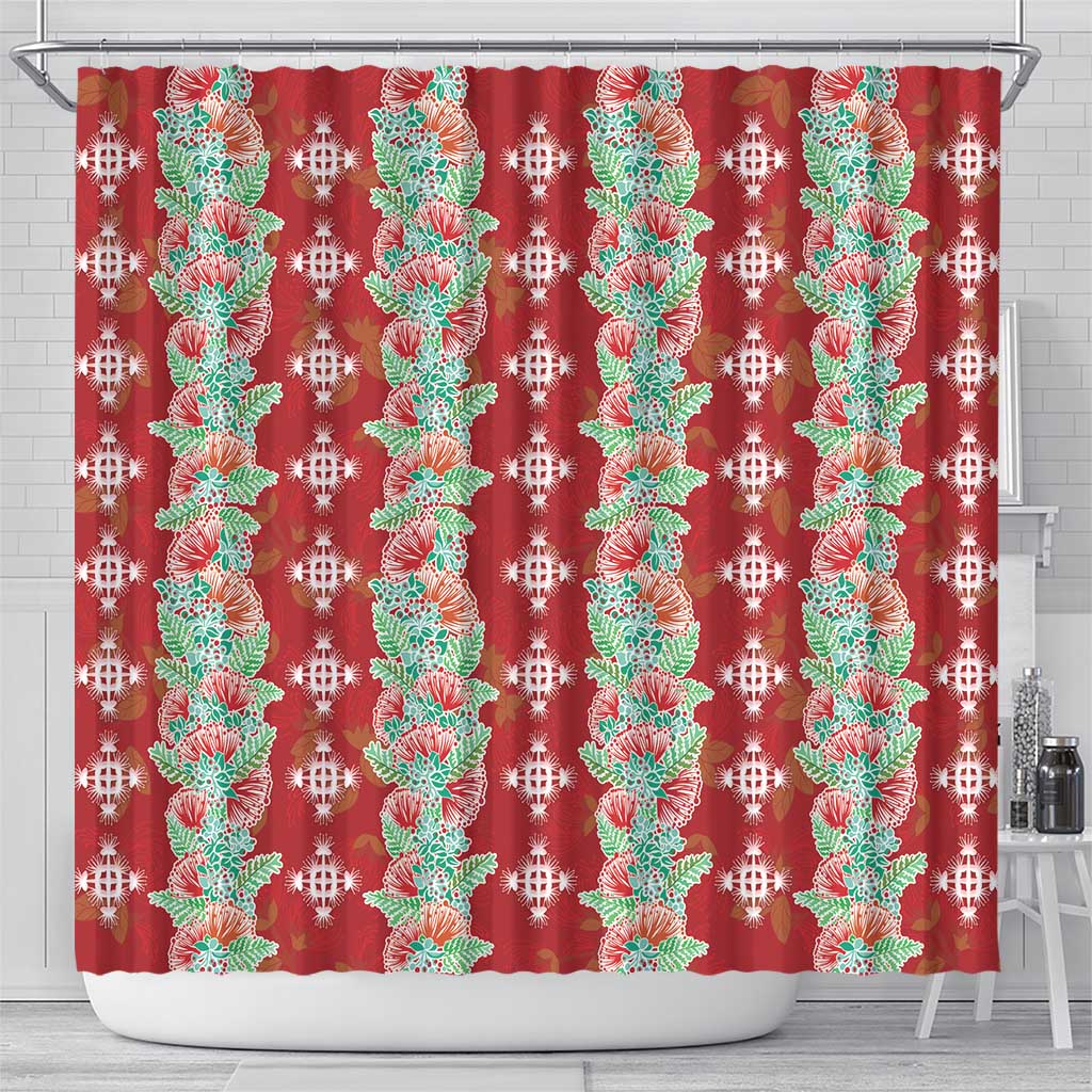 Hawaii Ohia Lehua Shower Curtain Tropical Vibes Crimson LT05 - Polynesian Pride