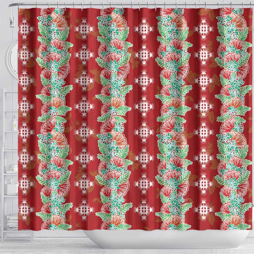 Hawaii Ohia Lehua Shower Curtain Tropical Vibes Crimson LT05 - Polynesian Pride