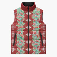 Hawaii Ohia Lehua Sleeveless Puffer Jacket Tropical Vibes Crimson