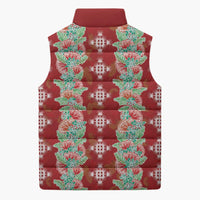 Hawaii Ohia Lehua Sleeveless Puffer Jacket Tropical Vibes Crimson