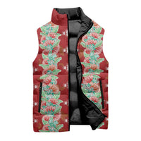 Hawaii Ohia Lehua Sleeveless Puffer Jacket Tropical Vibes Crimson