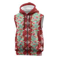 Hawaii Ohia Lehua Sleeveless Zip Hoodie Tropical Vibes Crimson