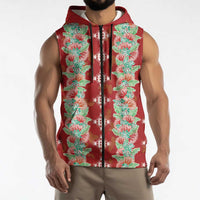 Hawaii Ohia Lehua Sleeveless Zip Hoodie Tropical Vibes Crimson