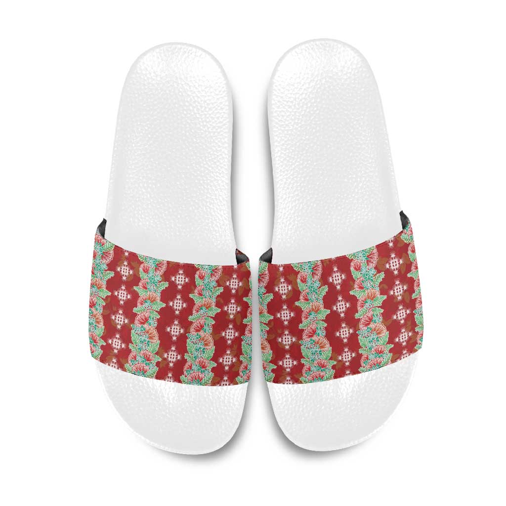 Hawaii Ohia Lehua Slide Sandals Tropical Vibes Crimson