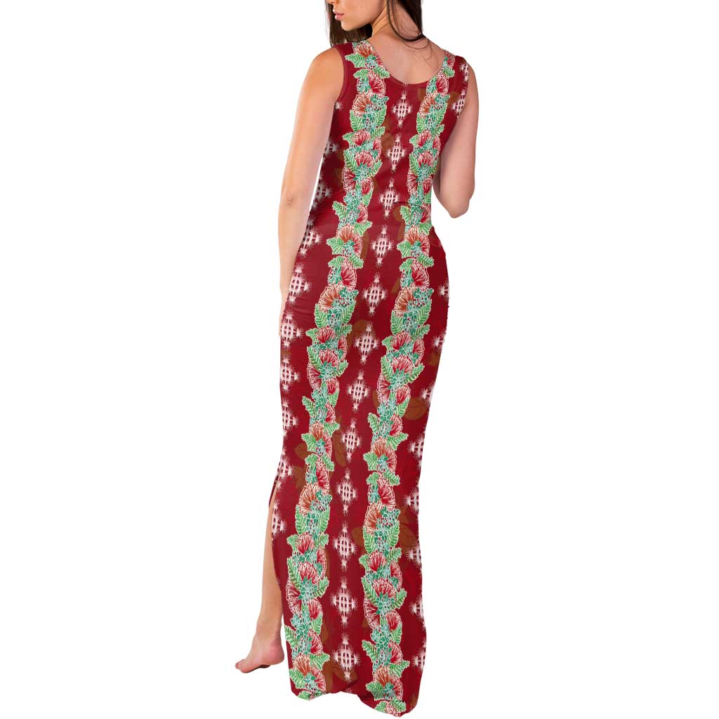 Hawaii Ohia Lehua Tank Maxi Dress Tropical Vibes Crimson